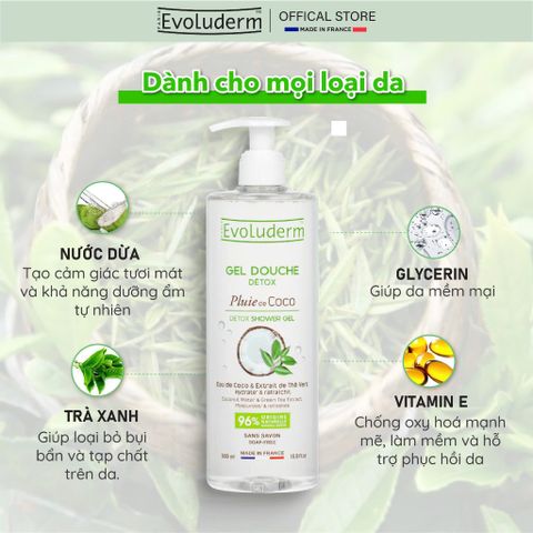 Gel Tắm DETOX SHOWER GEL COCONUT WATER & GREEN TEA EXTRACT MOISTURIZES* & REFRESHES 500ml 1