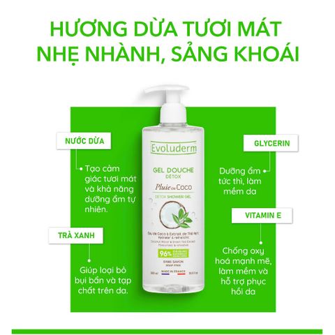 Gel Tắm DETOX SHOWER GEL COCONUT WATER & GREEN TEA EXTRACT MOISTURIZES* & REFRESHES 500ml 1