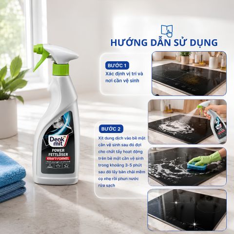 Chai Xịt Tẩy Dầu Mỡ Denkmit 750ml - Làm Sạch Hiệu Quả Nhà Bếp, Khử Mùi An Toàn, Nhập Khẩu Đức Chính Hãng
