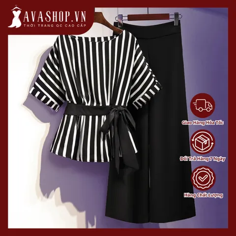 (GIẢM GIÁ HÀNG LẺ SIZE) Bộ Đồ Trung Niên Đẹp Kẻ Sọc Thời Trang AB46