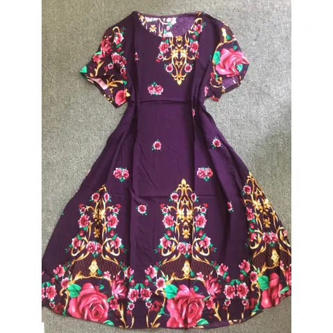 Đầm Lụa Cotton Nguyên Chất Trung Niên Mềm Mát Mùa Hè VH83