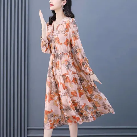 Đầm Voan Hoa Dạo Biển Quyến Rũ Cho Nữ VH62