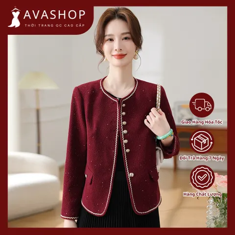 Áo Khoác Dạ Mùa Xuân Trung Niên Phong Cách Retro Sang Trọng AD65