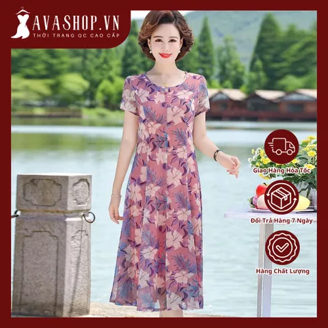(THANH LÝ LẺ SIZE) Đầm Voan Hoa Cho Mẹ Ngọt Ngào VH54