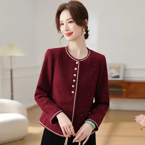 Áo Khoác Dạ Mùa Xuân Trung Niên Phong Cách Retro Sang Trọng AD65