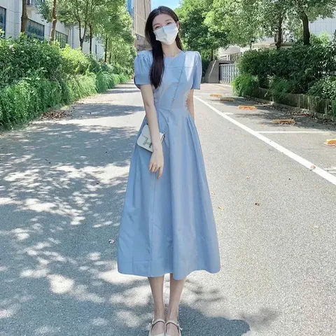 Đầm Mùa Hè Dáng Dài Chiết Eo Cho Nữ Đi Du Lịch VH25
