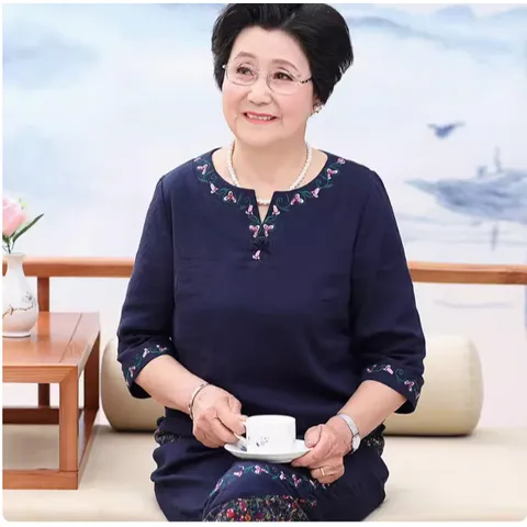 (THANH LÝ LẺ SIZE) Bộ Đồ Trung Niên Thêu Hoa Lịch Sự AB42 - Hàng Quảng Châu Cao Cấp