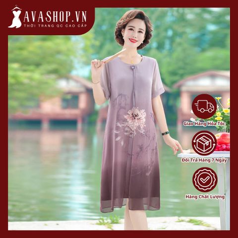 Đầm Hoa Trung Niên Mềm Đẹp Sang Trọng VH22