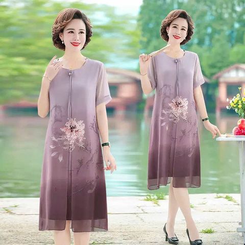 Đầm Hoa Trung Niên Mềm Đẹp Sang Trọng VH22