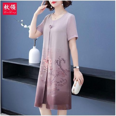Đầm Hoa Trung Niên Mềm Đẹp Sang Trọng VH22