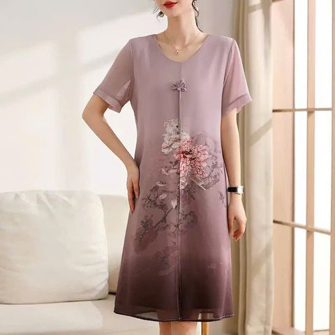 Đầm Hoa Trung Niên Mềm Đẹp Sang Trọng VH22