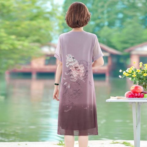 Đầm Hoa Trung Niên Mềm Đẹp Sang Trọng VH22
