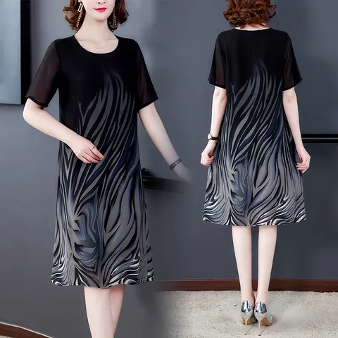 Đầm Dự Tiệc Thời Trang Họa Tiết Tối Giản Cho Mẹ VH21
