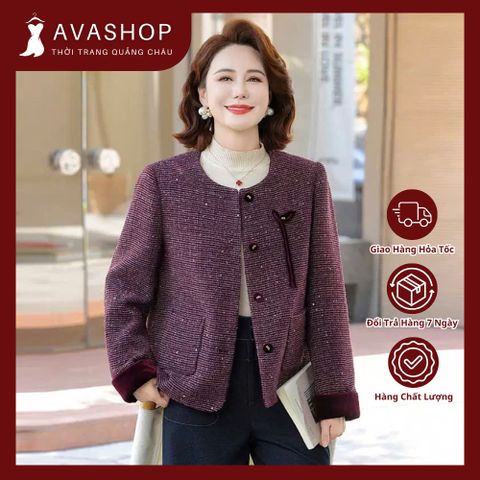 Áo Khoác Dạ Xuân Thu Lịch Sự Trẻ Trung Cho Nữ Trung Niên AD64