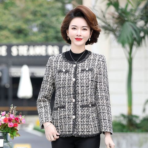 Áo Khoác Dạ Tweed Mùa Xuân Cho Mẹ Lịch Sự AD35