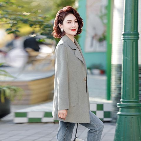 Áo Khoác Dạ Ép Cừu Dáng Dài Phong Cách Phương Tây Cho Nữ Trung Niên AD27