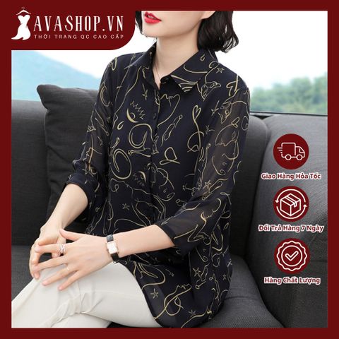 (THANH LÝ) Áo Sơ Mi Họa Tiết Trung Niên Sang Trọng SM61