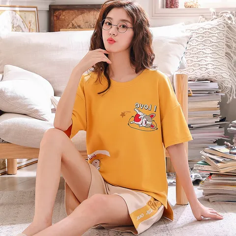 (THANH LÝ) Bộ Đồ Mặc Nhà Cotton Trẻ Trung Phong Cách Hàn Quốc AB25