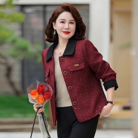 Áo Khoác Dạ Tweed Có Cổ Sang Trọng Cho Nữ Trung Niên AD66