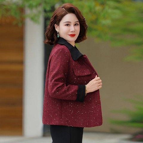 Áo Khoác Dạ Tweed Có Cổ Sang Trọng Cho Nữ Trung Niên AD66