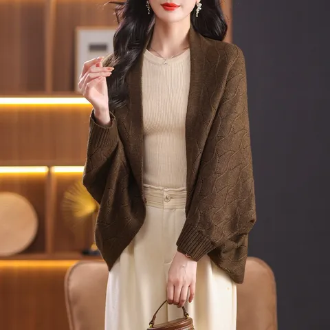 Áo Choàng Len Dáng Rộng Thời Trang Xuân Thu Cho Nữ Trung Niên AL127