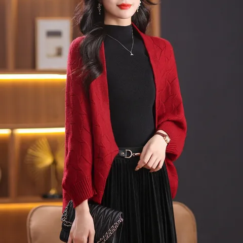Áo Choàng Len Dáng Rộng Thời Trang Xuân Thu Cho Nữ Trung Niên AL127