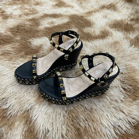 (CHÂN MỎNG LÙI 1 SIZE) Dép Sandal Đế Xuồng Hở Mũi Đính Tán Thời Trang AG27
