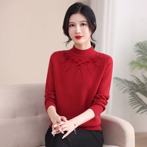 Áo Len Cổ Cao Lót Lông Dày Dặn Ấm Áp Cho Nữ Trung Niên AL87