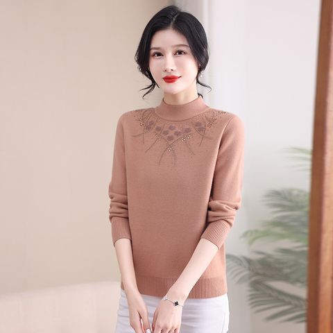 Áo Len Cổ Cao Lót Lông Dày Dặn Ấm Áp Cho Nữ Trung Niên AL87