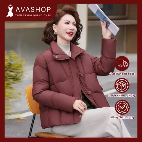 Áo Khoác Phao Cotton Dáng Ngắn Ấm Áp Cho Nữ Trung Niên AK56