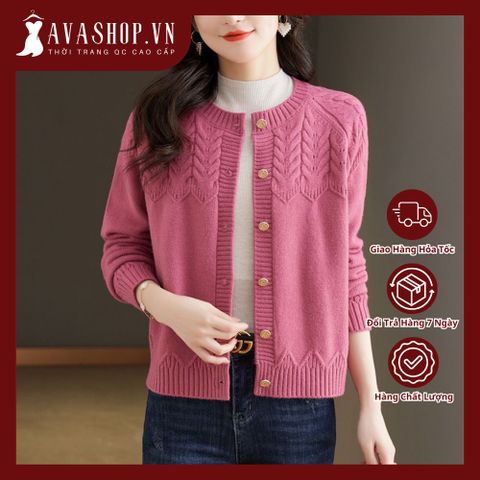 Áo Khoác Len Cardigan Cashmere Dệt Kim Cổ Tròn Dày Dặn Cho Nữ AL122