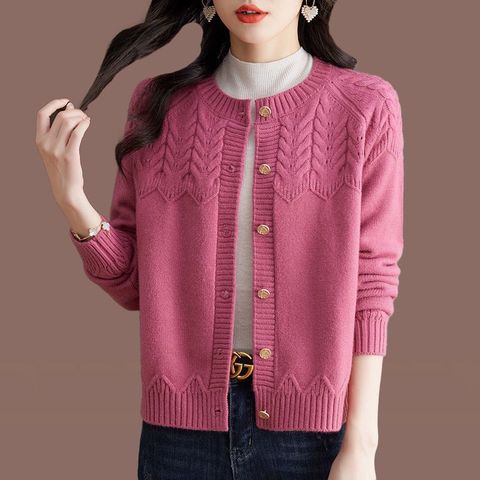 Áo Khoác Len Cardigan Cashmere Dệt Kim Cổ Tròn Dày Dặn Cho Nữ AL122