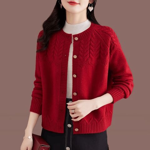Áo Khoác Len Cardigan Cashmere Dệt Kim Cổ Tròn Dày Dặn Cho Nữ AL122