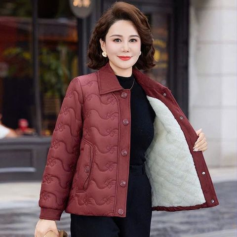Áo Khoác Phao Cotton Lót Lông Ấm Áp Cho Nữ Trung Niên AK52