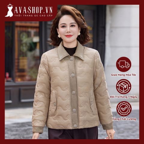 Áo Khoác Phao Cotton Lót Lông Ấm Áp Cho Nữ Trung Niên AK52