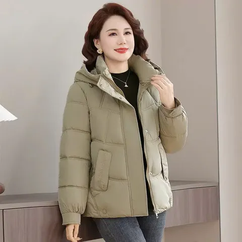 Áo Khoác Phao Siêu Nhẹ Dáng Ngắn Ấm Áp Cho Nữ Trung Niên AK53