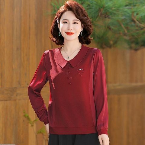 Áo Thun Dài Tay Che Bụng Phong Cách Cho Nữ Trung Niên SM119