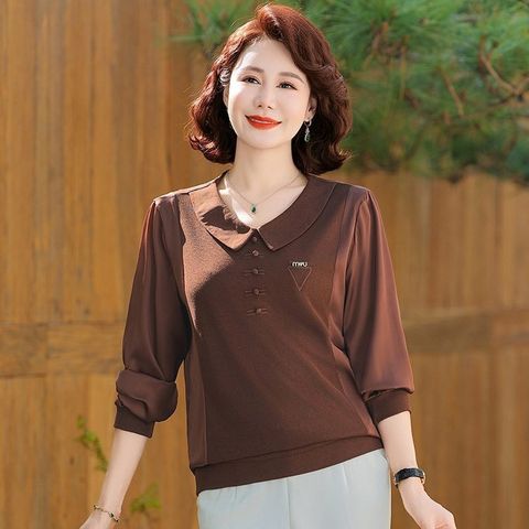 Áo Thun Dài Tay Che Bụng Phong Cách Cho Nữ Trung Niên SM119