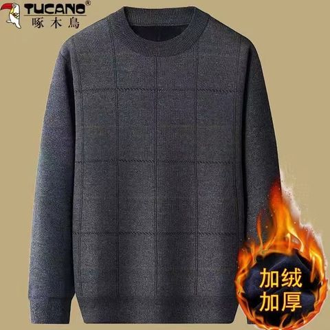 Áo Len Lót Lông Cổ Tròn Ấm Áp Mùa Đông Cho Nam Trung Niên AL128