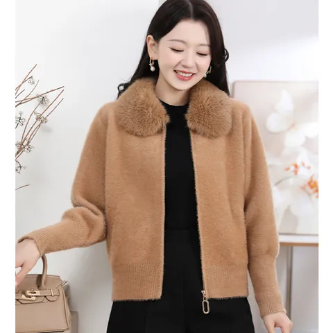 Áo Khoác Len Nữ Cổ Lông Ấm Áp Phong Cách Thanh Lịch AL131