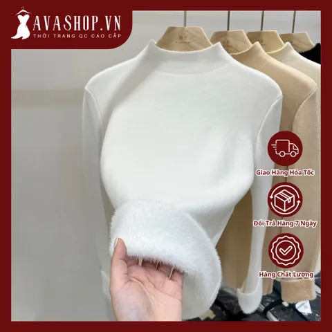 Áo Len Cổ Lọ Cashmere Lót Lông Cừu Mềm Mại Ấm Áp Cho Nữ AL125