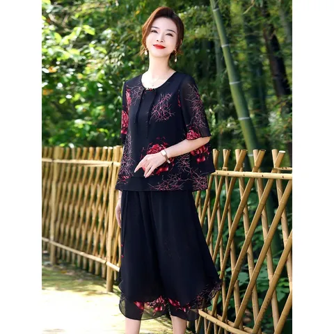 Bộ Đồ Mùa Hè Voan Tay Ngắn Cho Mẹ AB91