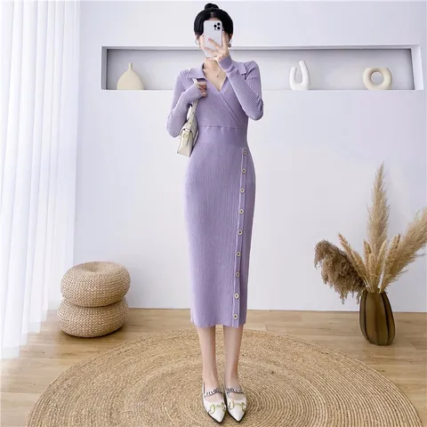 Đầm Dệt Kim Cổ Polo Dáng Ôm Thời Trang Mùa Thu Đông AL13