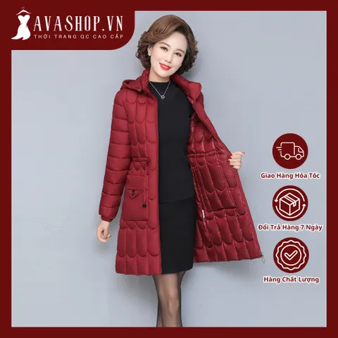 Áo Khoác Phao Cotton Độn Bông Dáng Dài Vừa Mùa Đông Cho Mẹ AK39