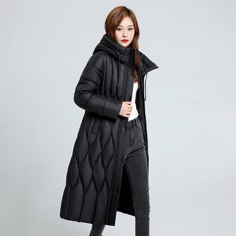 Áo Khoác Phao Cotton Dáng Dài Trùm Đầu Màu Trơn Cho Nữ AK142
