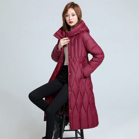 Áo Khoác Phao Cotton Dáng Dài Trùm Đầu Màu Trơn Cho Nữ AK142