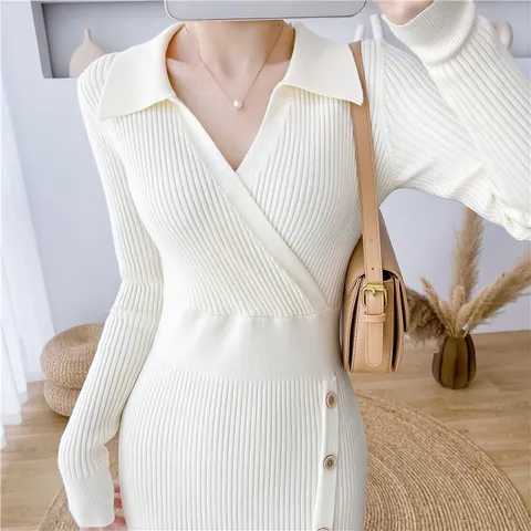 Đầm Dệt Kim Cổ Polo Dáng Ôm Thời Trang Mùa Thu Đông AL13