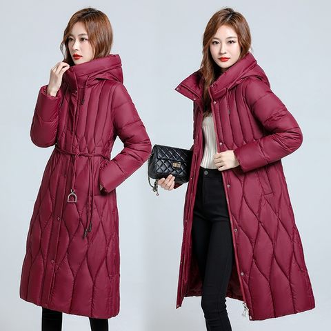 Áo Khoác Phao Cotton Dáng Dài Trùm Đầu Màu Trơn Cho Nữ AK142
