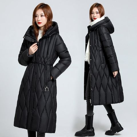 Áo Khoác Phao Cotton Dáng Dài Trùm Đầu Màu Trơn Cho Nữ AK142