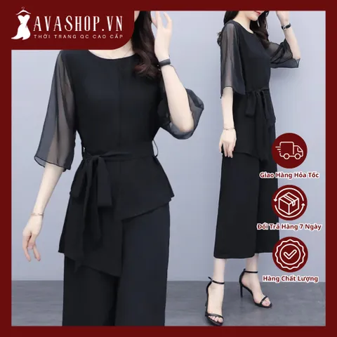 Bộ Đồ Nữ Đen Trung Niên Thời Trang AB40